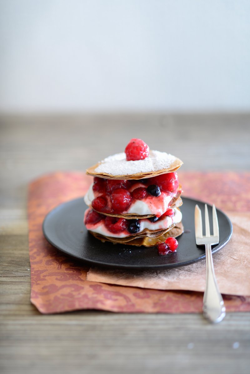 Mascarpone Beeren Törtchen mit Strudelblättern